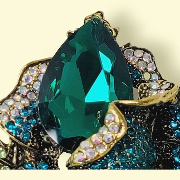 Vintage Style Rose Flower Rhinestone Crystal Brooch Pin Flower Pendant - Picture 3 of 8